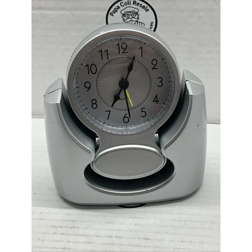Vintage Desktop Swivel Top Analog Alarm Clock - Silver - Tested/Working